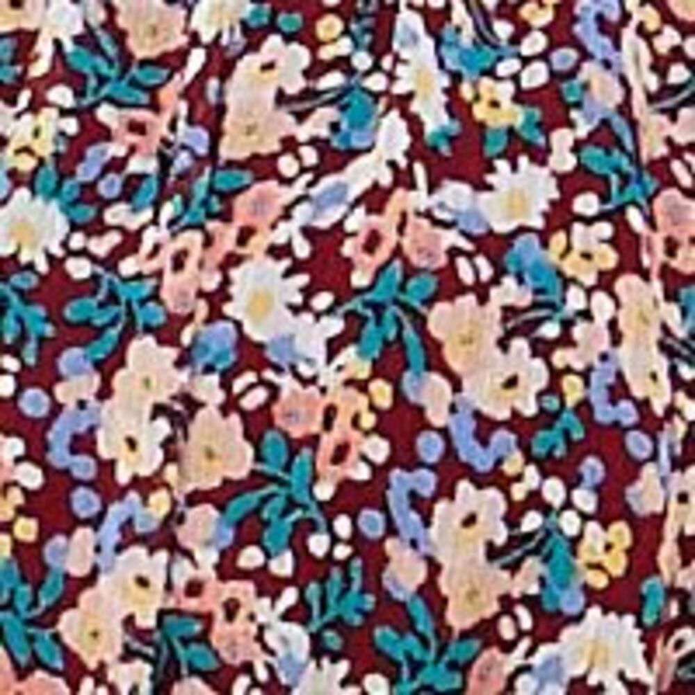 TRIXXI Womens Empire Waist Mini Dress Maroon Fitted Party Puff Sleeve Juniors L - Picture 4 of 4